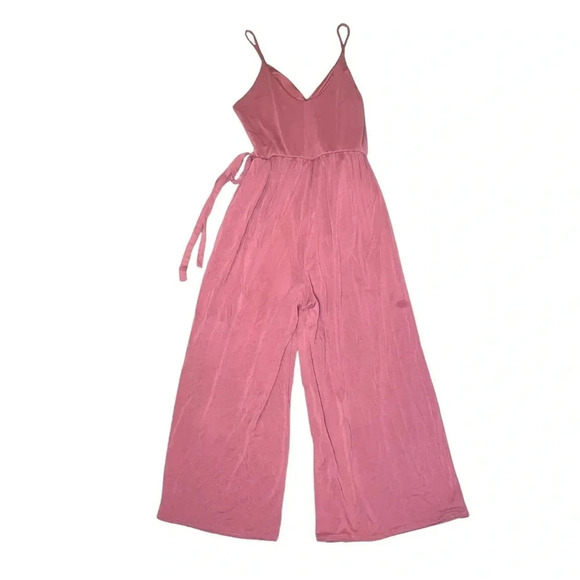 Sienna Sky Dusty Rose Jumpsuit XS - Chic Wrap Top with Wide-Leg Pants- Flowy - Picture 2 of 4